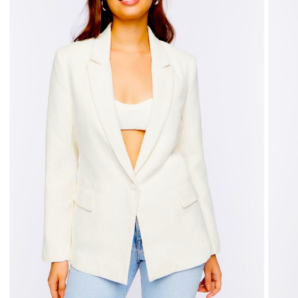 Forever 21 single breasted cream blazer, size medium